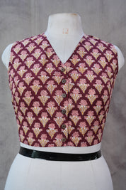 Maroon HBP Cotton V-Neck Blouse - SRMCVNB138