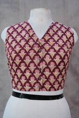 Maroon HBP Cotton V-Neck Blouse - SRMCVNB138