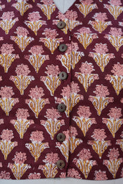 Maroon HBP Cotton V-Neck Blouse - SRMCVNB138