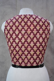 Maroon HBP Cotton V-Neck Blouse - SRMCVNB138