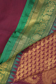 Maroon Kanchi Cotton Saree - SRMKCS674