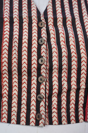 Cream-Black HBP Cotton V-Neck Blouse - SRCBCVNB137