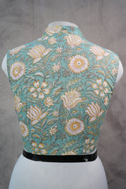 Aqua Green HBP Cotton V-Neck Blouse - SRAGCVNB136