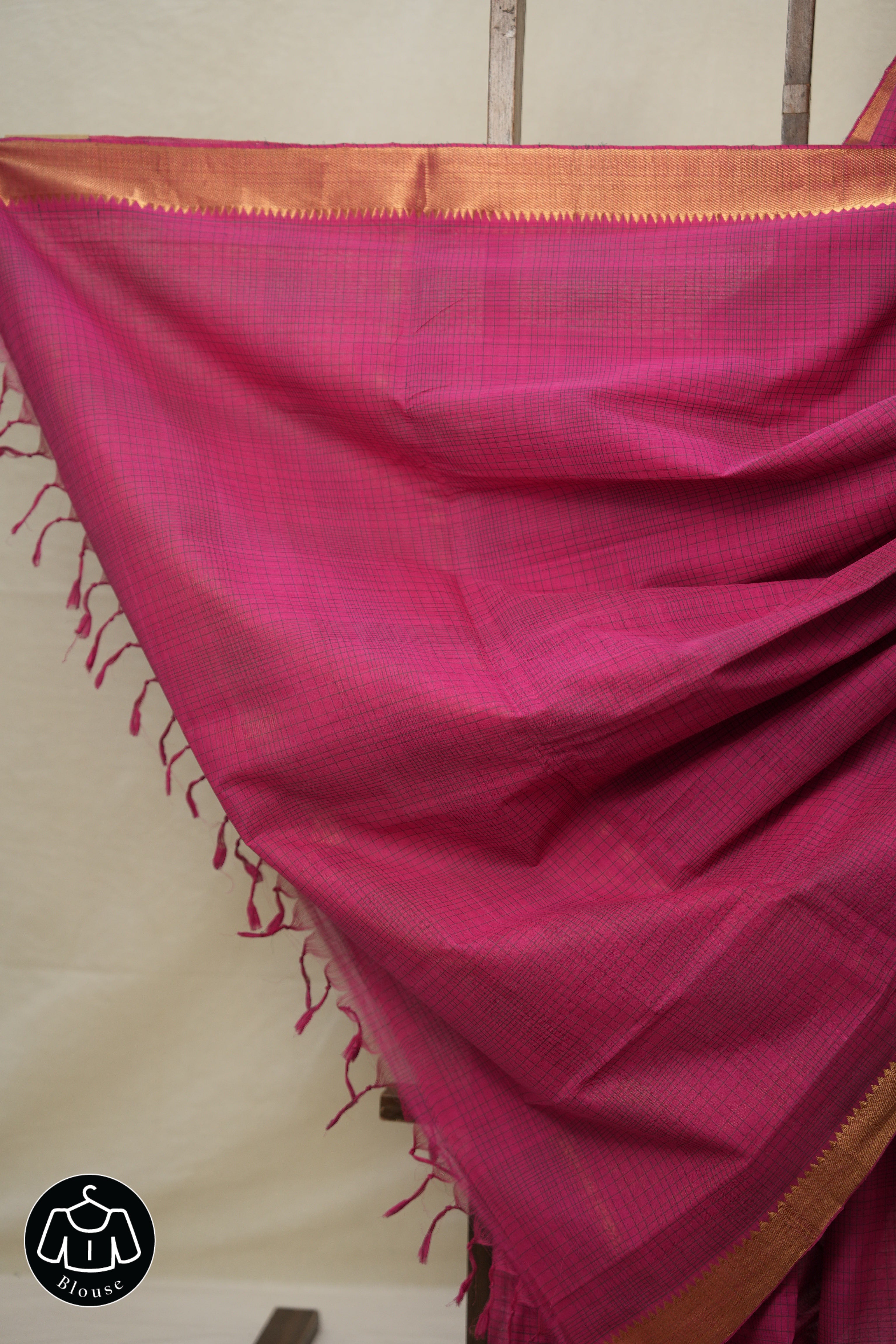 Rani Pink Cotton Mangalgiri Saree - SRRPCMS51