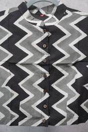 Grey-Black Stand Collar HBP Cotton Blouse - SRGBSCCB152