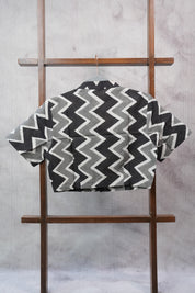 Grey-Black Stand Collar HBP Cotton Blouse - SRGBSCCB152