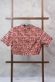 Light Peach Stand Collar HBP Cotton Blouse - SRLPSCCB151