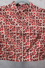 Light Peach Stand Collar HBP Cotton Blouse - SRLPSCCB151