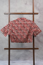 Light Peach Stand Collar HBP Cotton Blouse - SRLPSCCB151