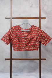 Maroon HBP Cotton V-Neck Blouse - SRMCVNB149