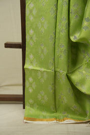 Parrot Green Bengal Cotton Silk Jamdani Saree - SRPGBCSJS04