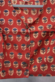 Maroon HBP Cotton V-Neck Blouse - SRMCVNB149