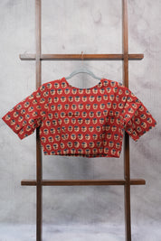 Maroon HBP Cotton V-Neck Blouse - SRMCVNB149