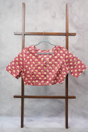 Light Maroon HBP Cotton V-Neck Blouse - SRLMCVNB150