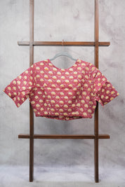 Light Maroon HBP Cotton V-Neck Blouse - SRLMCVNB150