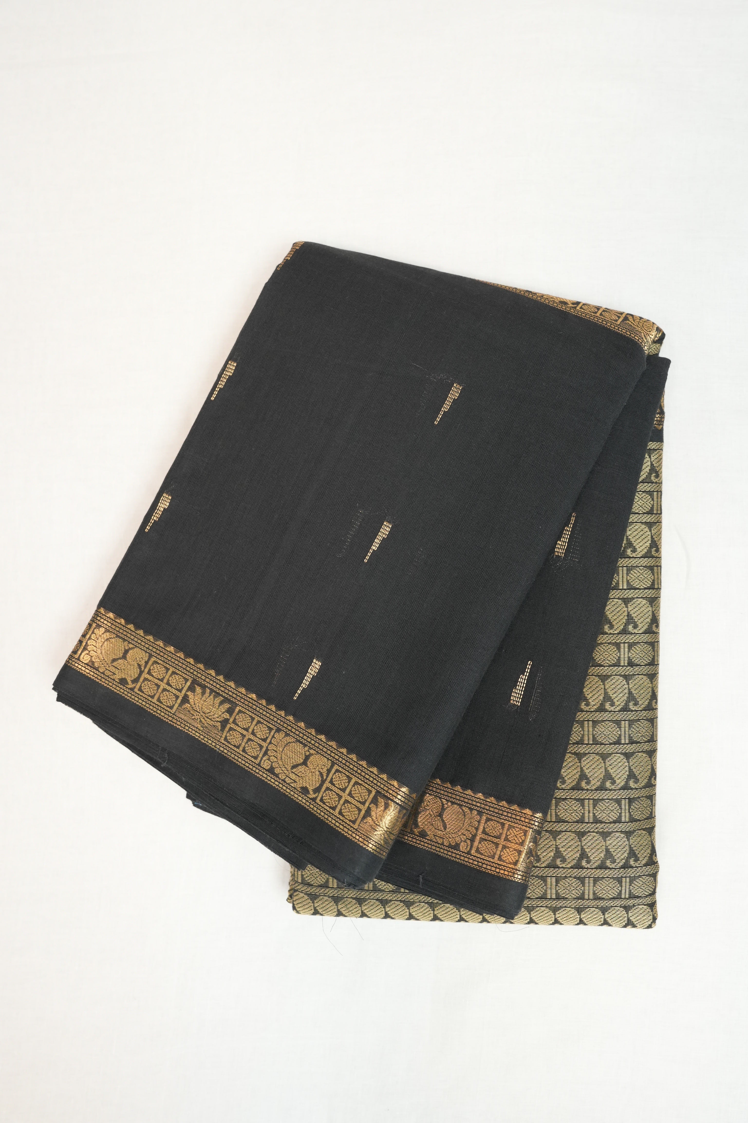 Black Kanchi Cotton Saree - SRBKCS187