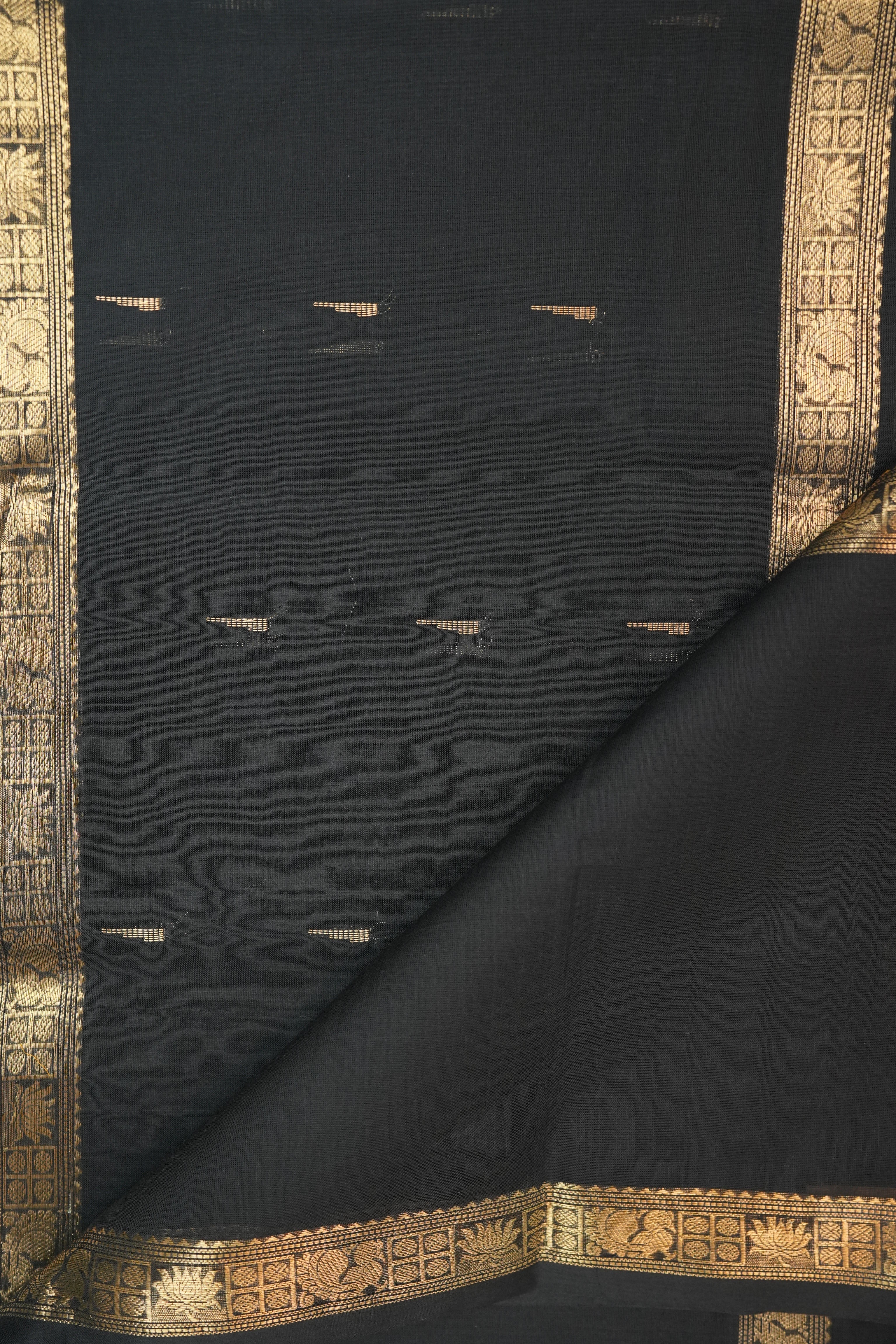 Black Kanchi Cotton Saree - SRBKCS187