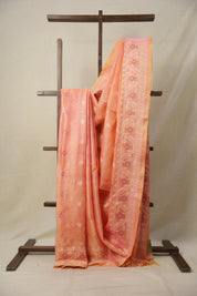 Rose Pink Jamdani Tussar Silk Saree - SRRPTSS0017