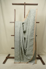 Grey Bengal Cotton Silk Jamdani Saree - SRGBCSJS05