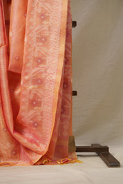 Rose Pink Jamdani Tussar Silk Saree - SRRPTSS0017