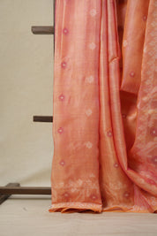 Rose Pink Jamdani Tussar Silk Saree - SRRPTSS0017