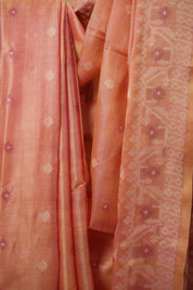 Rose Pink Jamdani Tussar Silk Saree - SRRPTSS0017