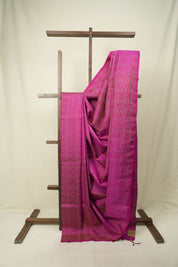 Pink Raw Silk Ikat Saree - SRPRSIS1093