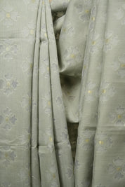 Grey Bengal Cotton Silk Jamdani Saree - SRGBCSJS05