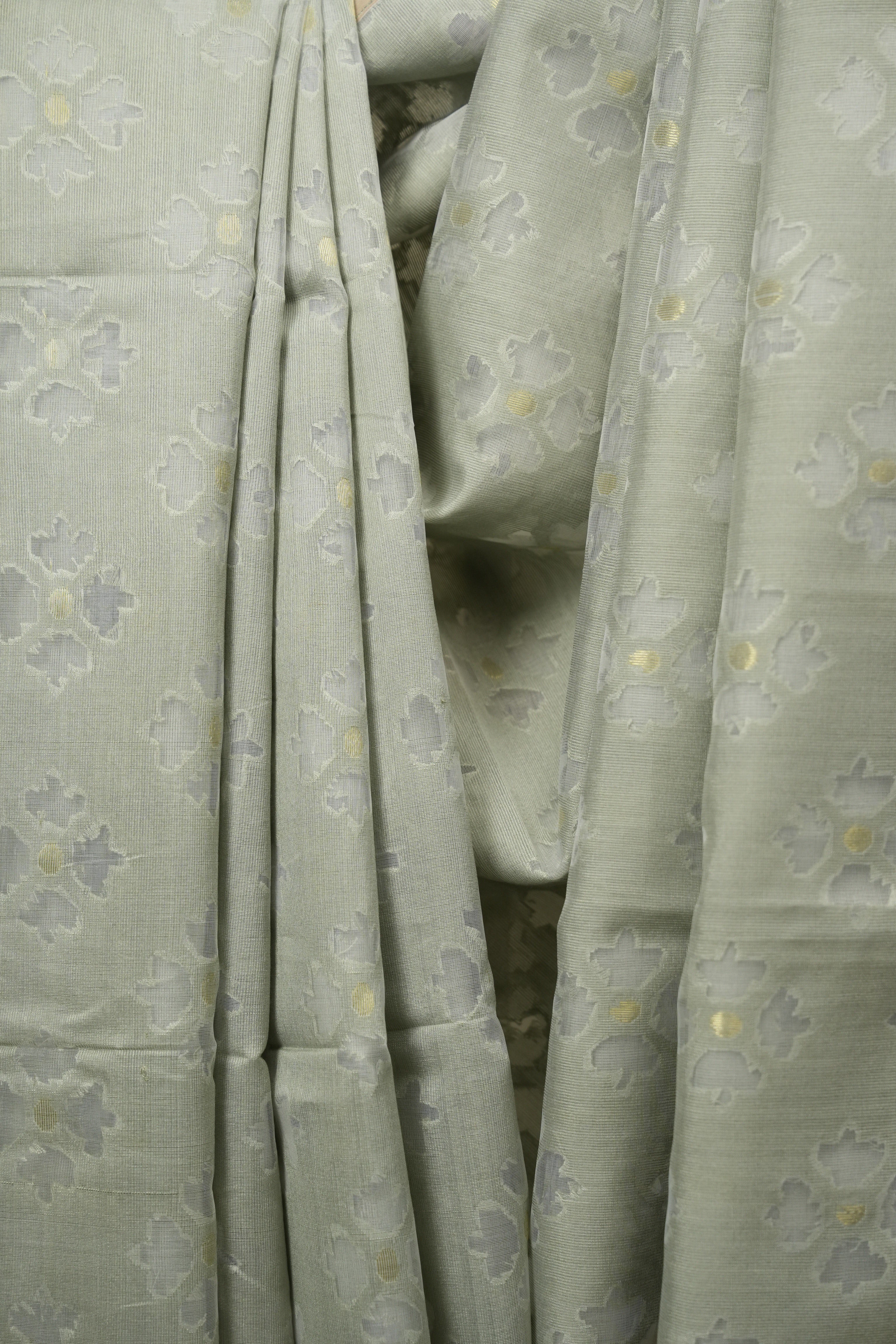 Grey Bengal Cotton Silk Jamdani Saree - SRGBCSJS05