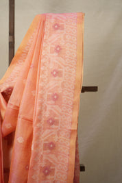Rose Pink Jamdani Tussar Silk Saree - SRRPTSS0017