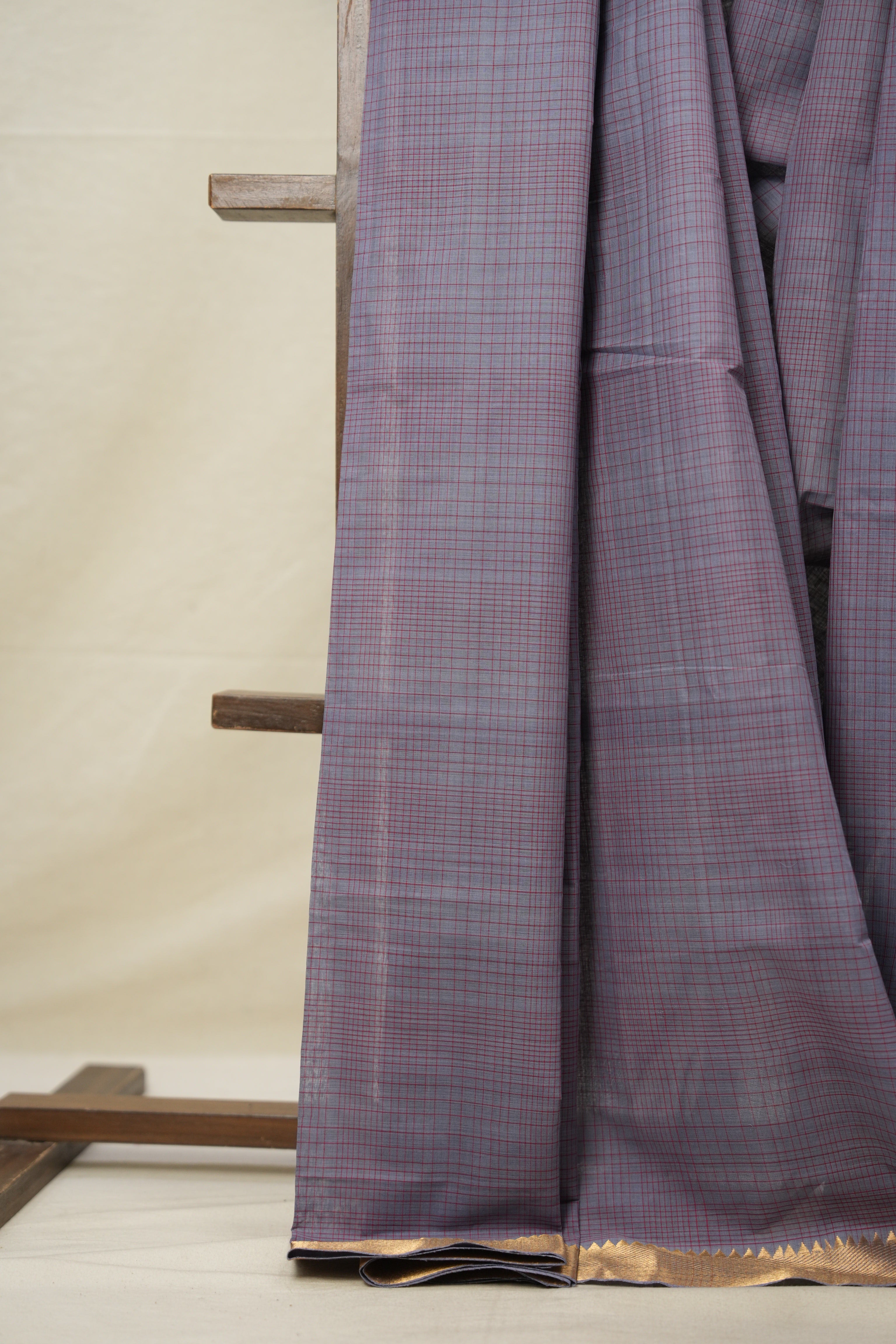 Lilac Cotton Mangalgiri Saree - SRLCMS49