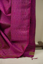 Pink Raw Silk Ikat Saree - SRPRSIS1093