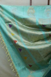 Aqua Blue Gadwal Silk Saree - SRABGSS476