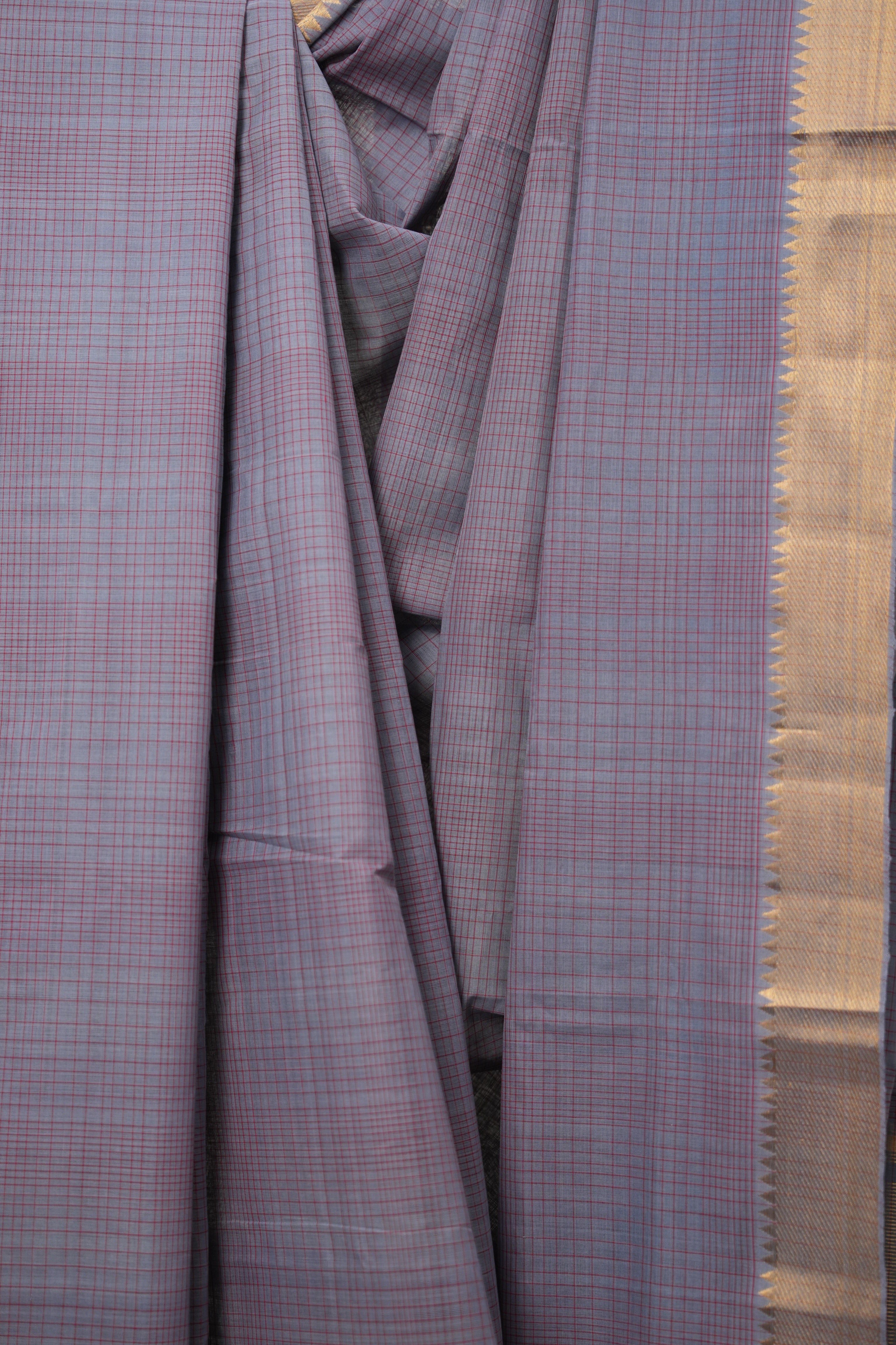 Lilac Cotton Mangalgiri Saree - SRLCMS49