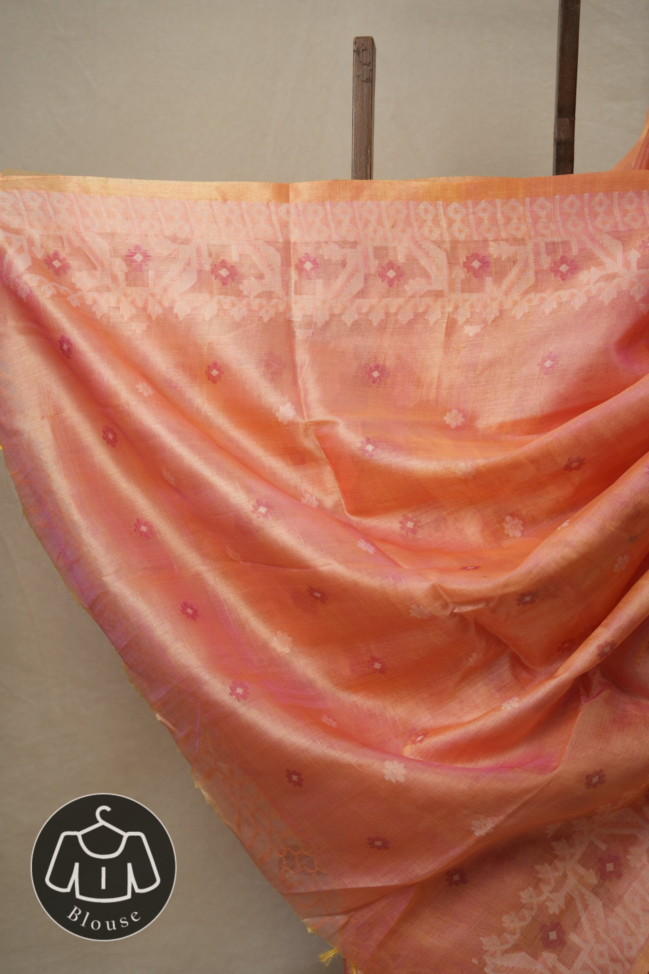 Rose Pink Jamdani Tussar Silk Saree - SRRPTSS0017