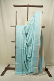 Aqua Bengal Cotton Silk Jamdani Saree - SRABCSJS02