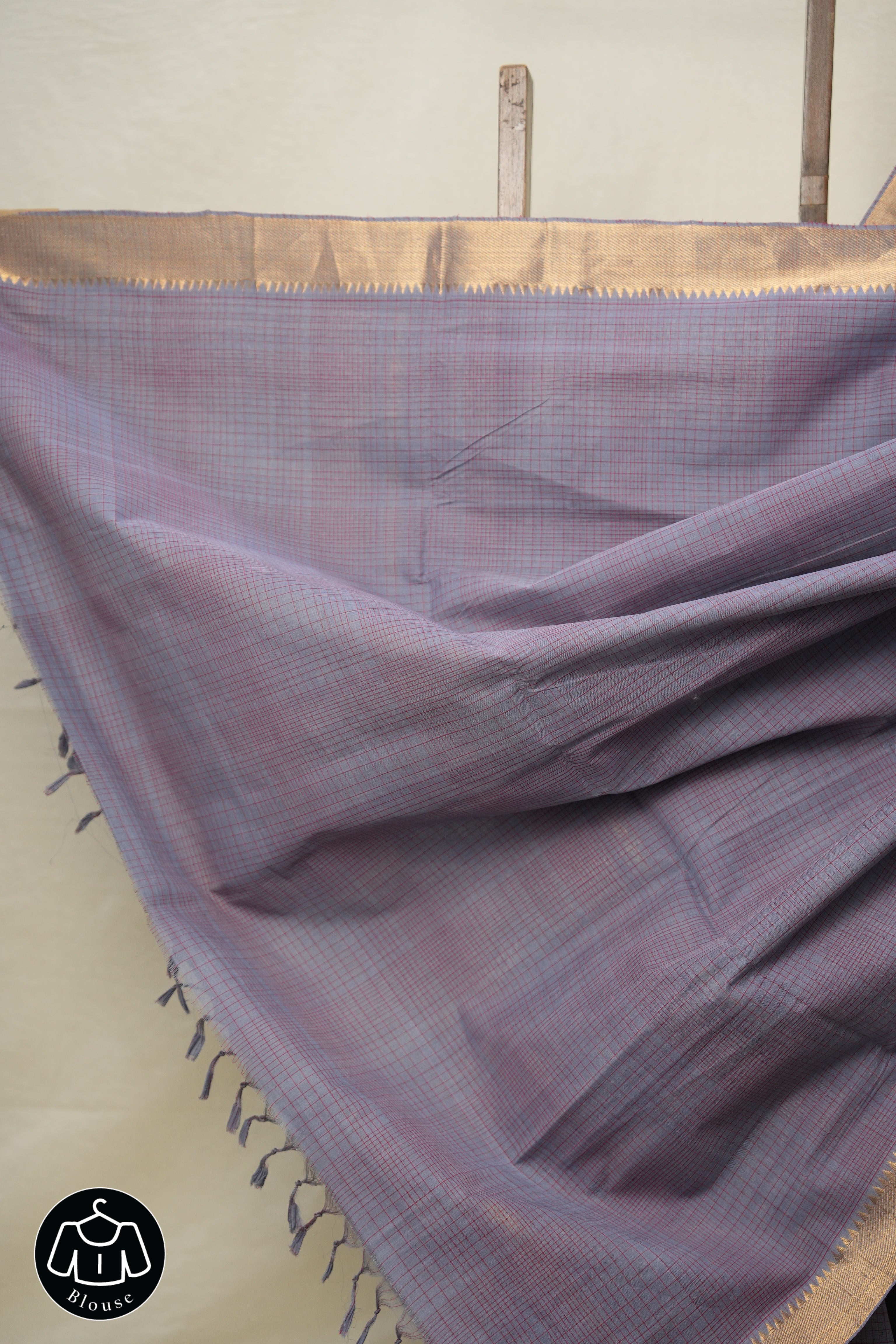 Lilac Cotton Mangalgiri Saree - SRLCMS49