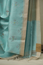 Aqua Bengal Cotton Silk Jamdani Saree - SRABCSJS02