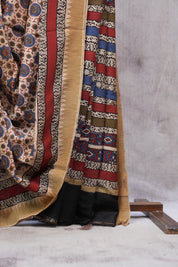 Cream HBP Chanderi Cotton Silk Saree With Ghicha Border - SRCCSS147-PI