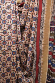 Cream HBP Chanderi Cotton Silk Saree With Ghicha Border - SRCCSS147-PI