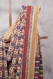 Cream HBP Chanderi Cotton Silk Saree With Ghicha Border - SRCCSS147-PI