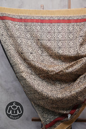 Cream HBP Chanderi Cotton Silk Saree With Ghicha Border - SRCCSS147-PI