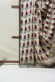 Cream HBP Modal Silk Saree - SRCMSS407