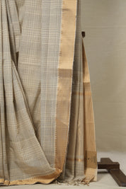 Beige Cotton Mangalgiri Saree - SRBCMS48