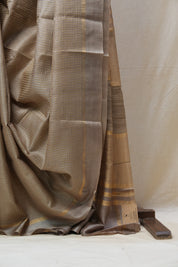 Brownish Grey Tussar Silk Saree - SRBGTSS1508