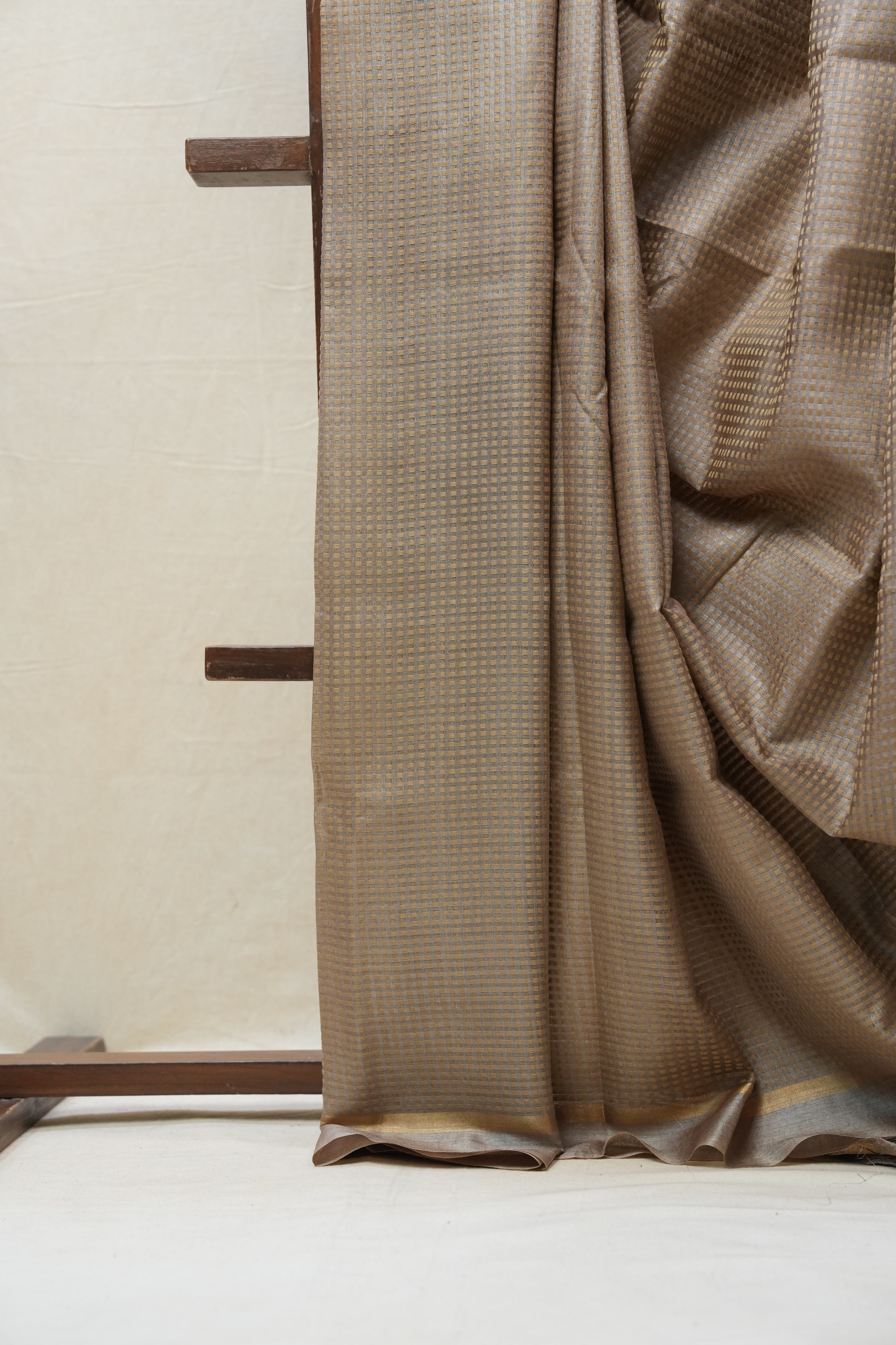 Brownish Grey Tussar Silk Saree - SRBGTSS1508