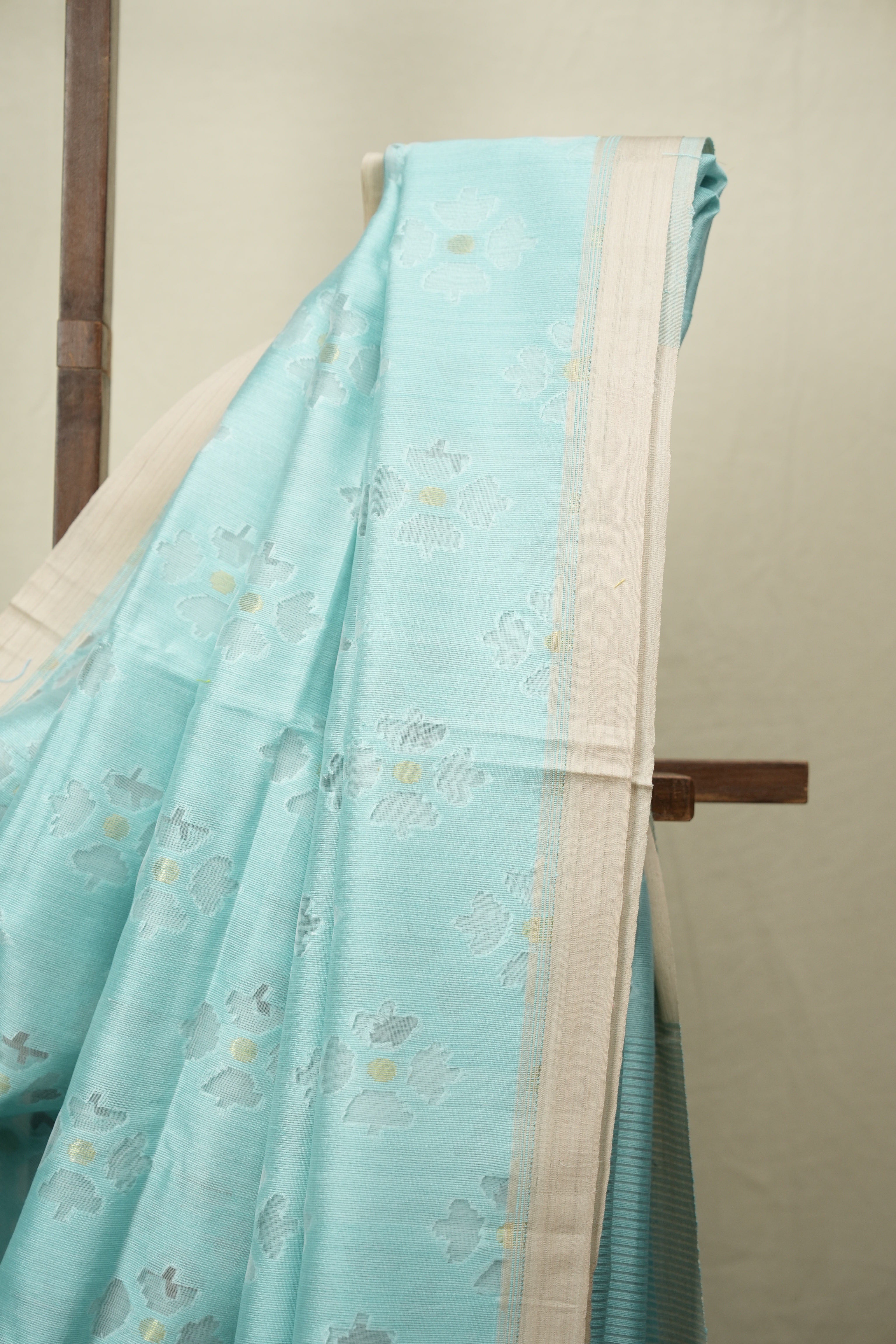 Aqua Bengal Cotton Silk Jamdani Saree - SRABCSJS02
