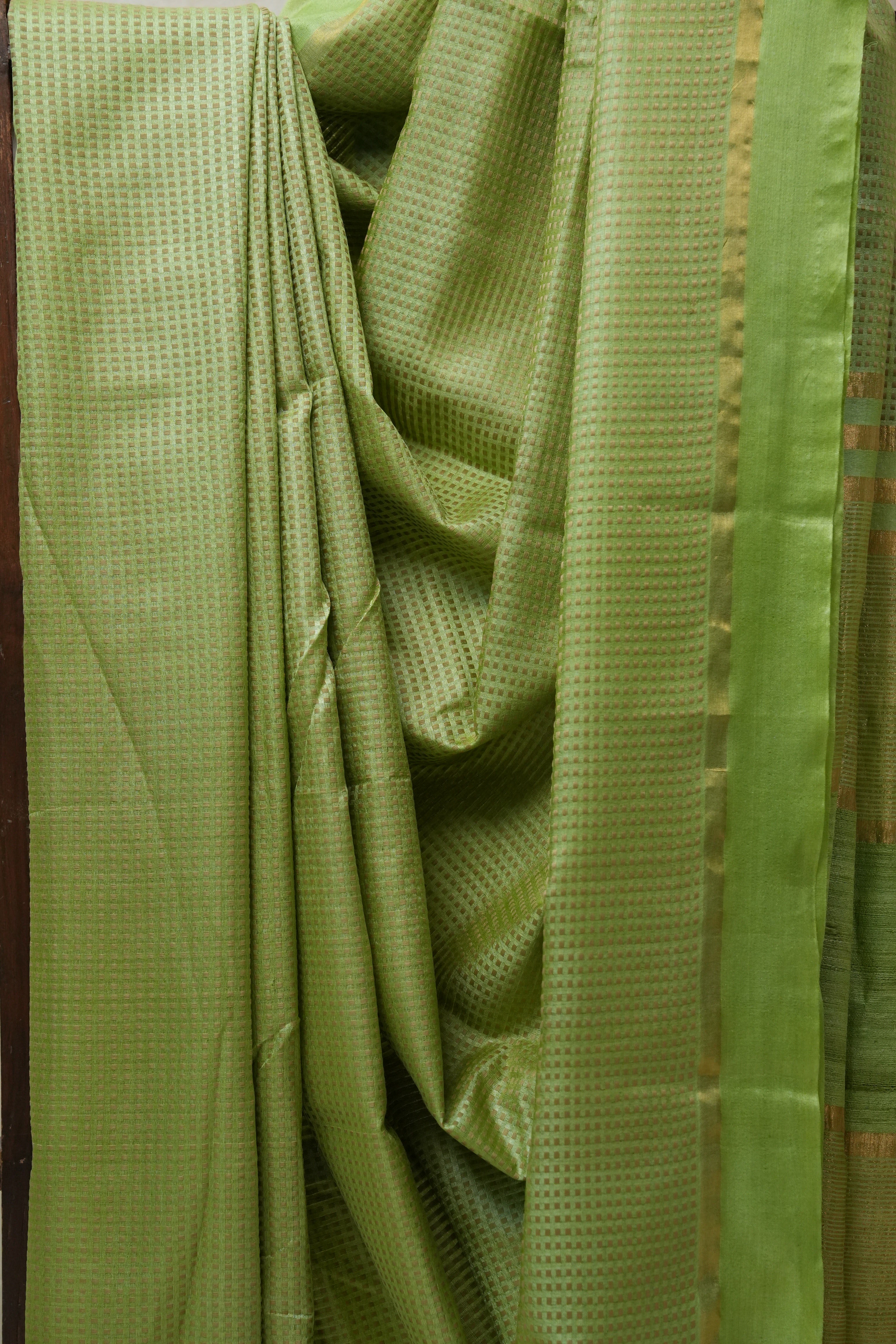 Mint Green Tussar Silk Saree - SRMGTSS1506