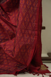 Maroon Raw Silk Ikat Saree - SRMRSIS1097