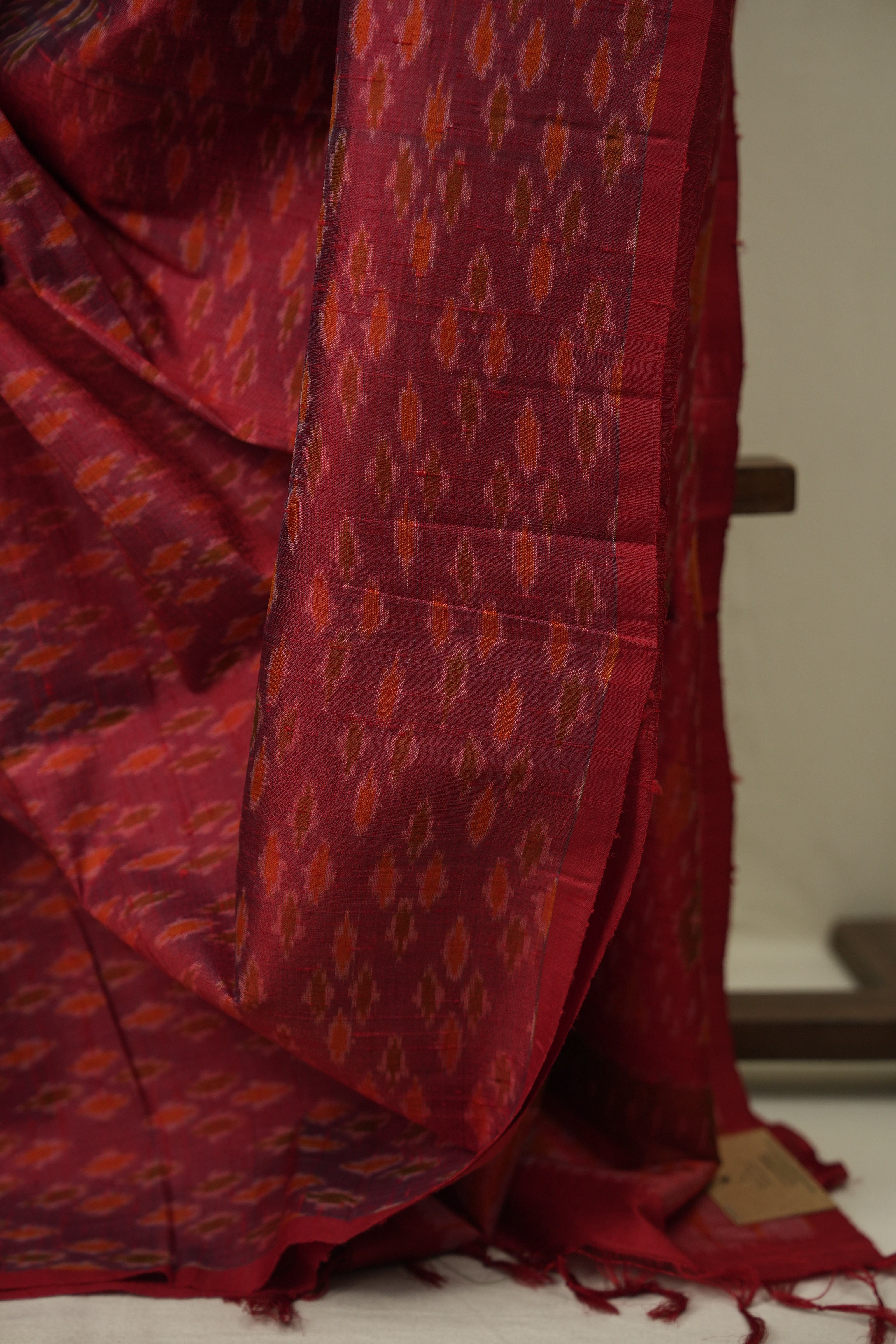 Maroon Raw Silk Ikat Saree - SRMRSIS1097